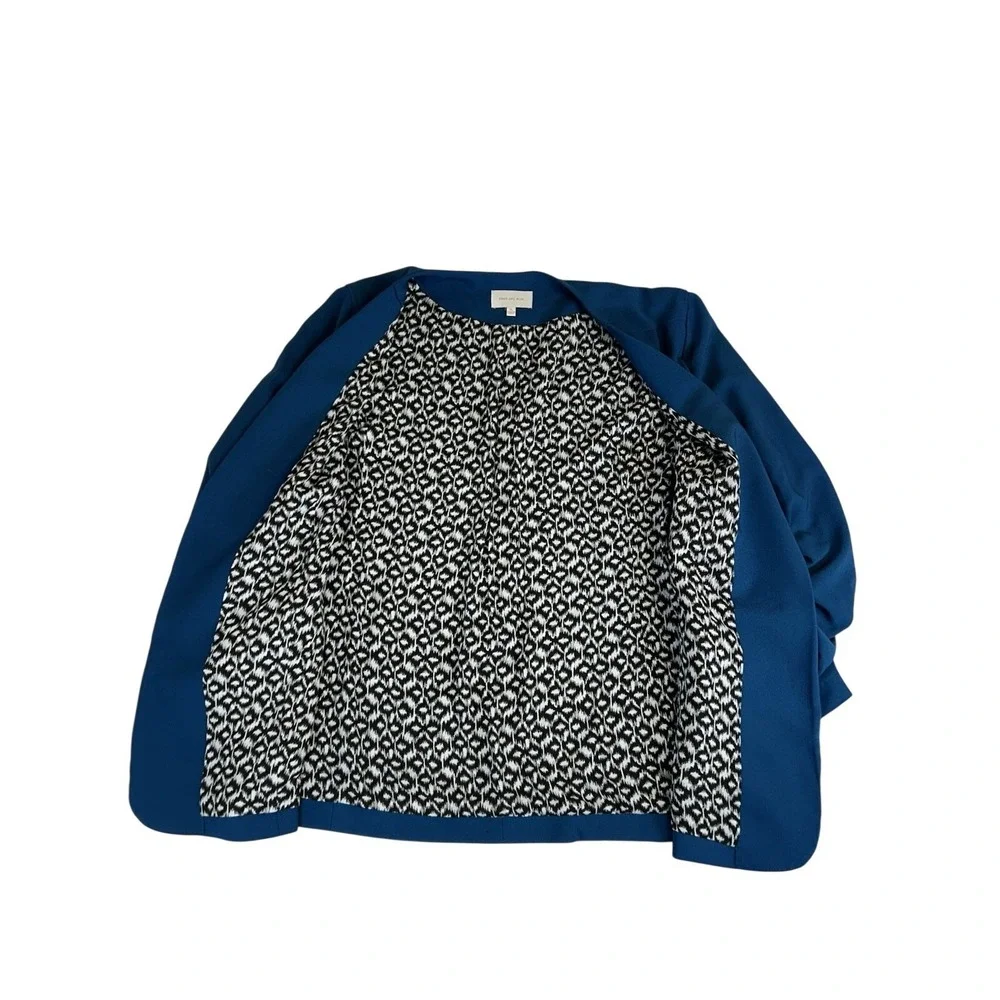 Skies Are Blue Teal‎ Blue Ruched 3/4 Sleeve Blazer Jacket Open Front Size XL